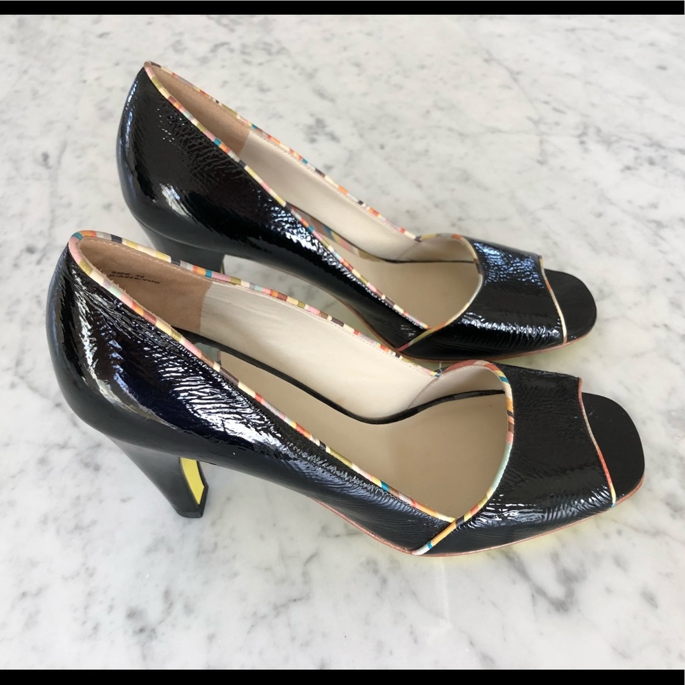 BRAND NEW Paul Smith black leather peep toe heels